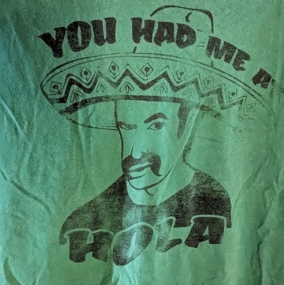 Vintage‎ Medium You Had Me at Hola Green Delta Pro Wright Short Sleeve Shirt - Picture 2 of 5